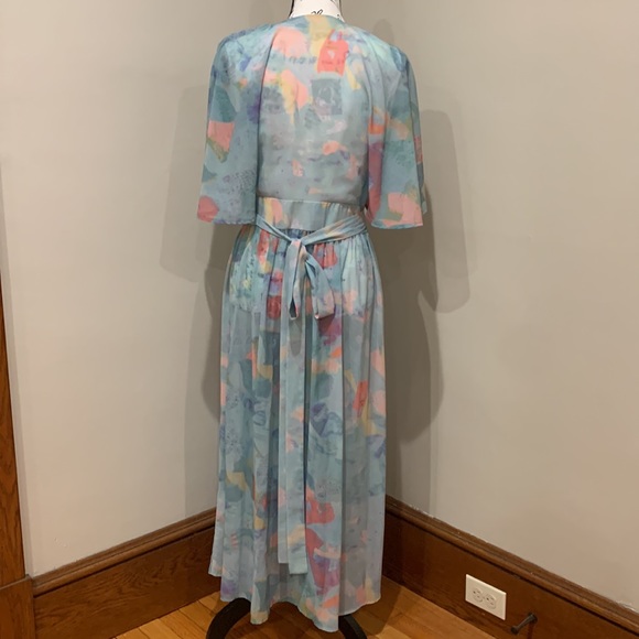 NWOT Annabelle 87 Blue Patterned Full Length Wrap Dress, Uk Size 3 - Picture 2 of 8